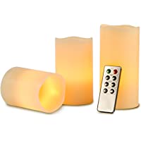 Kohree 3x Velas LED Sin Fuego de temporizador Control remoto brillo ajustable 10cm 12.8cm 15.2cm Realista y brillante…